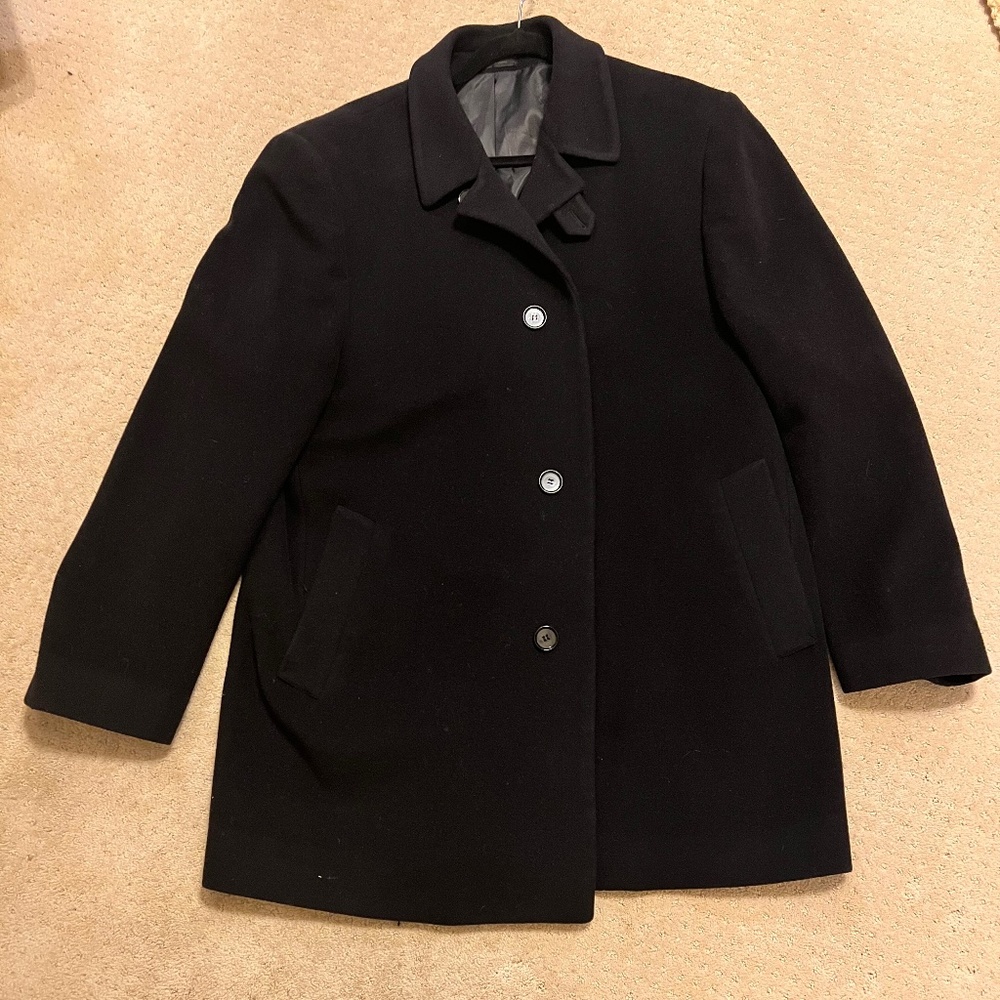 CALVIN KLEIN MEN'S BLACK WOOLBLEND PEACOAT MENS 44R